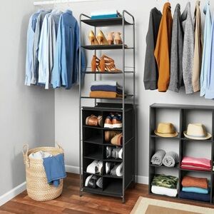 Black 10-Pair Shoe Organization System for Closets and Wardrobes